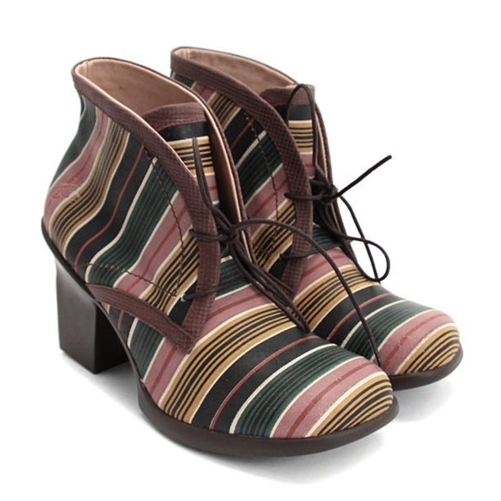 Women's size 11 John Fluevog "Splendid" ankle boot, striped.